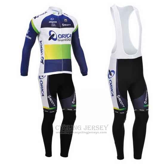 2013 Cycling Jersey Orica GreenEDGE Blue Long Sleeve and Bib Tight